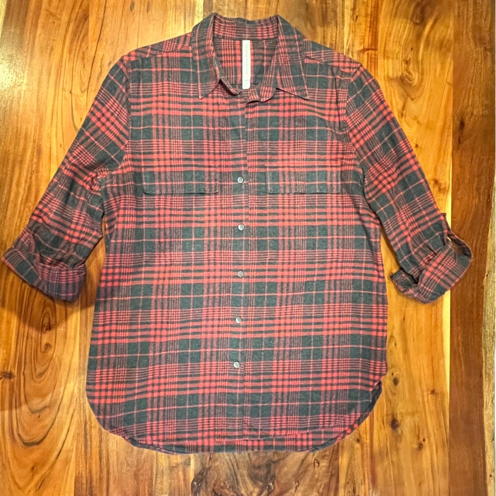 Aritzia Babaton Utility Shirt 100% Cotton Plaid Fannel